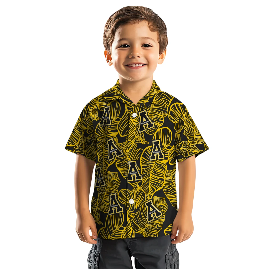 Appalachian State Mountaineers Hawaiian Shirt - Leaf Outline appalachian state mountaineers leaf outline black hawaiian shirts top rated