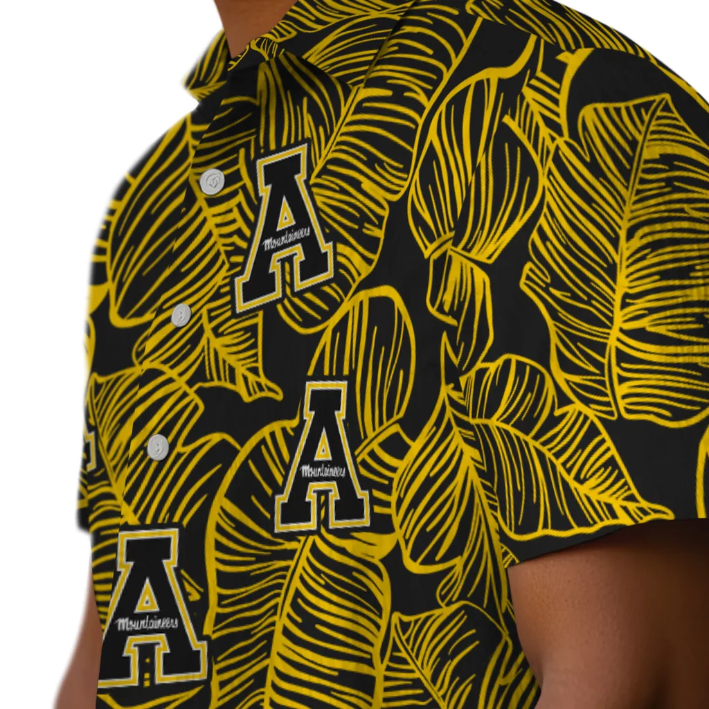 Appalachian State Mountaineers Hawaiian Shirt - Leaf Outline appalachian state mountaineers leaf outline black hawaiian shirts trendy