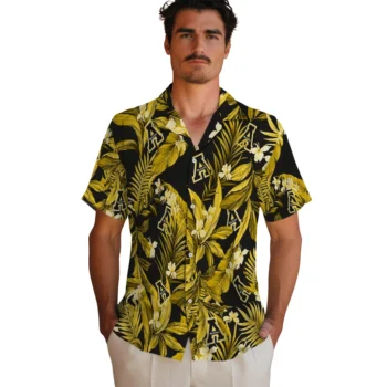 appalachian state mountaineers palm leaves black hawaiian shirts fashion forward