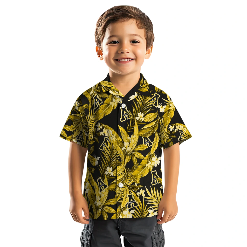 Appalachian State Mountaineers Hawaiian Shirt - Palm Leaves appalachian state mountaineers palm leaves black hawaiian shirts top rated