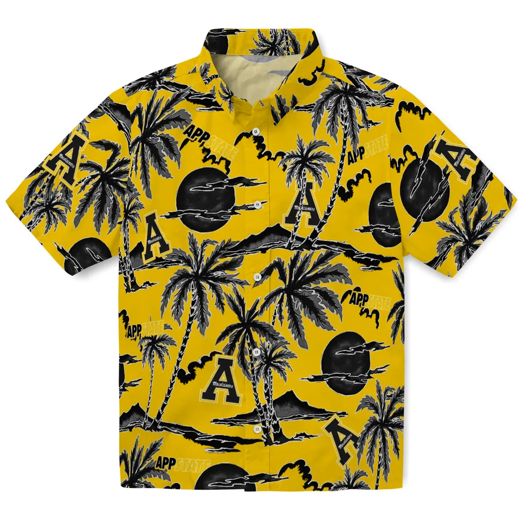 Appalachian State Mountaineers Hawaiian Shirt - Palm Sunset appalachian state mountaineers palm sunset hawaiian shirts best selling