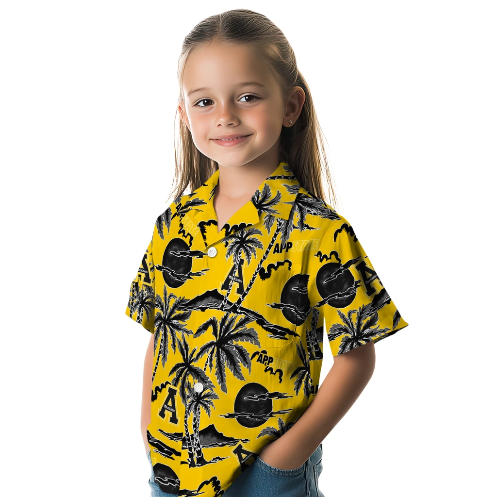 Appalachian State Mountaineers Hawaiian Shirt - Palm Sunset appalachian state mountaineers palm sunset hawaiian shirts premium grade