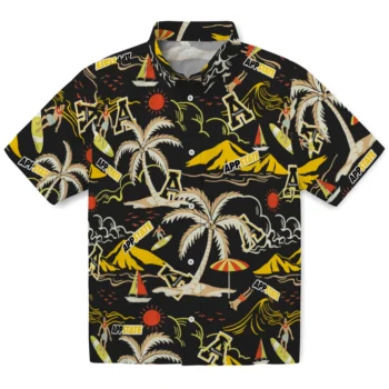appalachian state mountaineers palm tree island black hawaiian shirts best selling