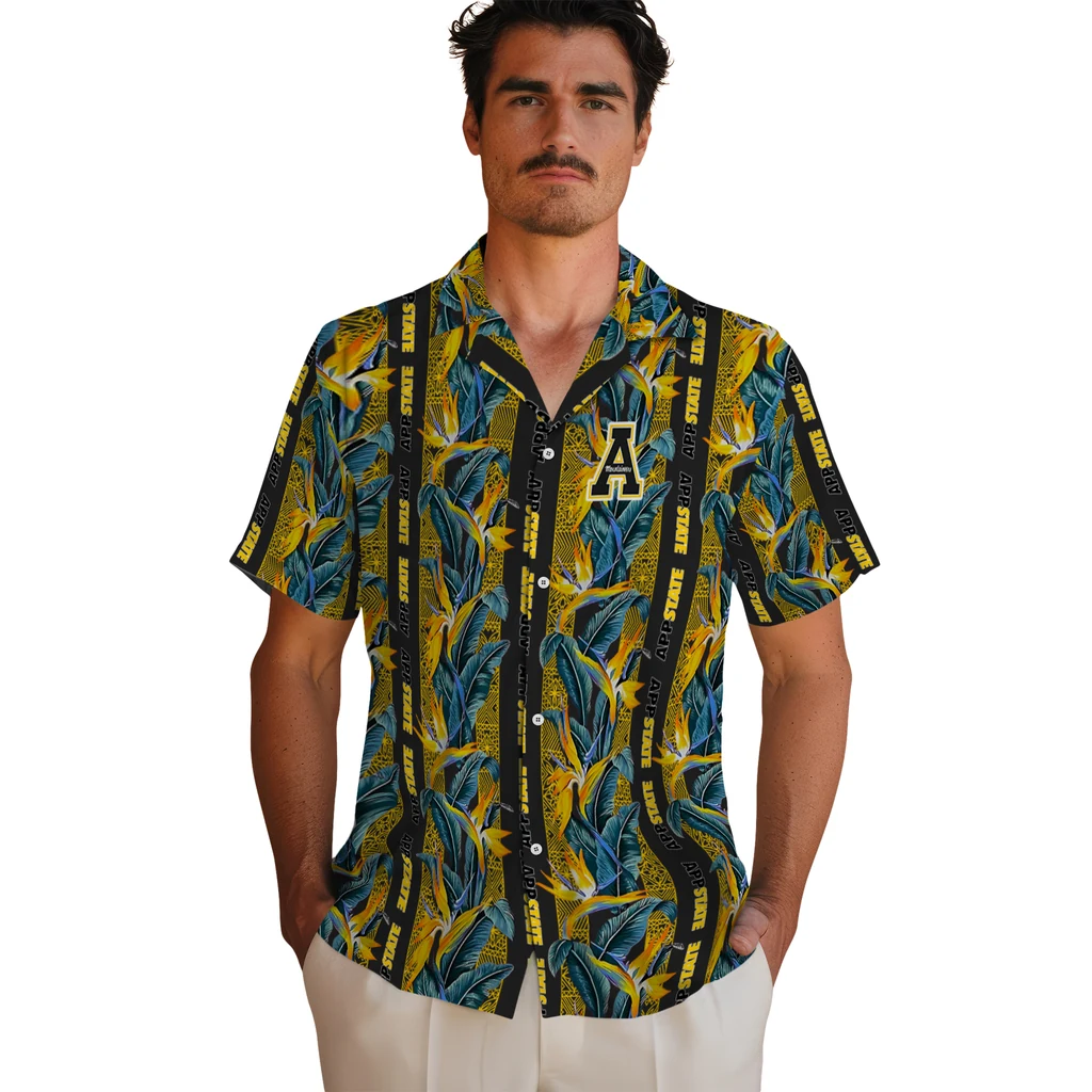 Appalachian State Mountaineers Hawaiian Shirt - Paradise Vines appalachian state mountaineers paradise vines black hawaiian shirts fashion forward