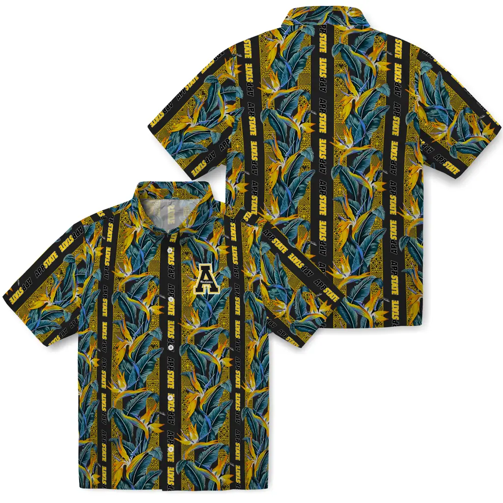 Appalachian State Mountaineers Hawaiian Shirt - Paradise Vines appalachian state mountaineers paradise vines black hawaiian shirts high quality