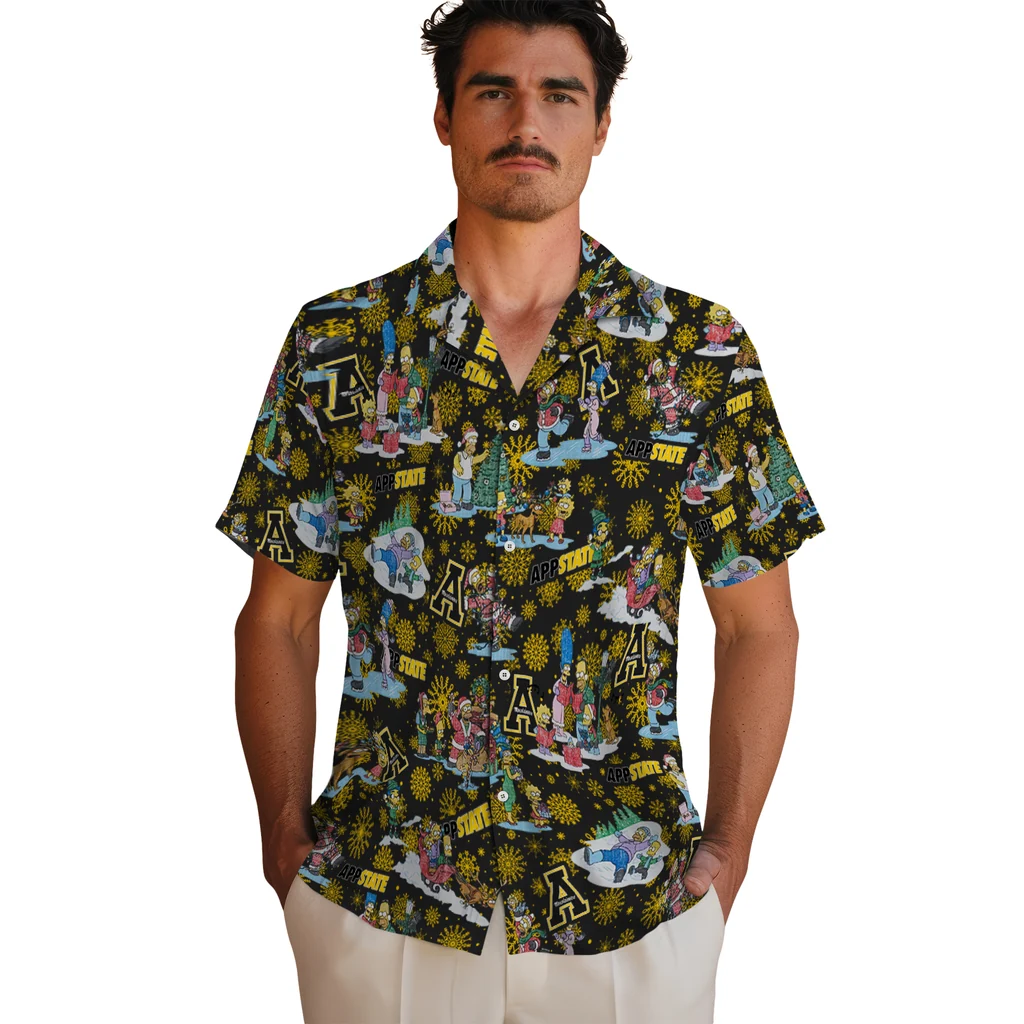Appalachian State Mountaineers Hawaiian Shirt - Simpsons Christmas appalachian state mountaineers simpsons christmas black hawaiian shirts fashion forward