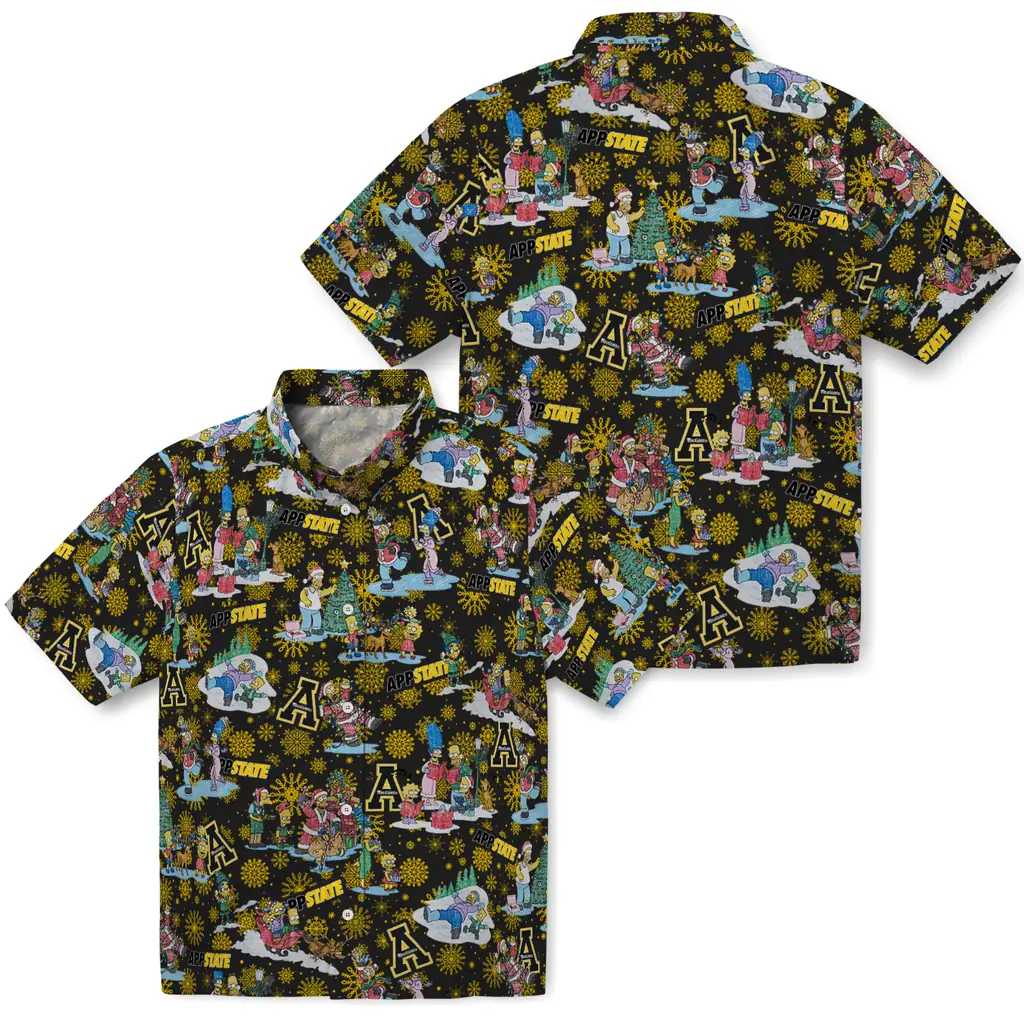 Appalachian State Mountaineers Hawaiian Shirt - Simpsons Christmas appalachian state mountaineers simpsons christmas black hawaiian shirts high quality