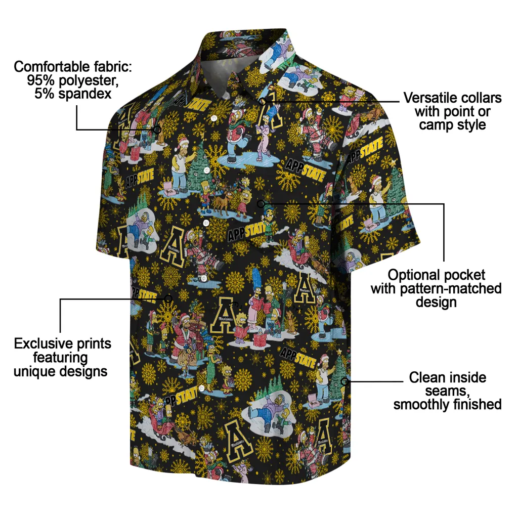 Appalachian State Mountaineers Hawaiian Shirt - Simpsons Christmas appalachian state mountaineers simpsons christmas black hawaiian shirts new arrival
