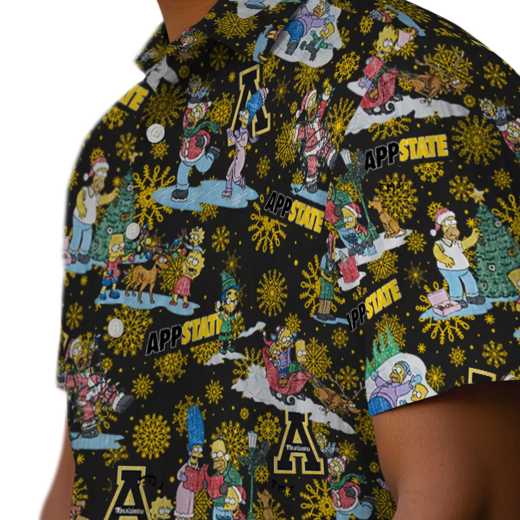 Appalachian State Mountaineers Hawaiian Shirt - Simpsons Christmas appalachian state mountaineers simpsons christmas black hawaiian shirts trendy