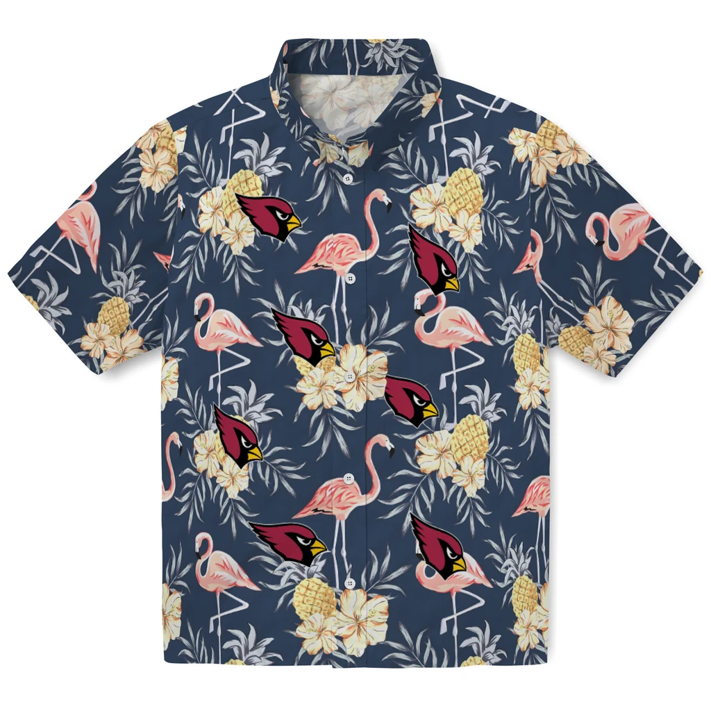 Arizona Cardinals Hawaiian Shirt - Flamingo Hibiscus arizona cardinals flamingo hibiscus navy hawaiian shirts best selling