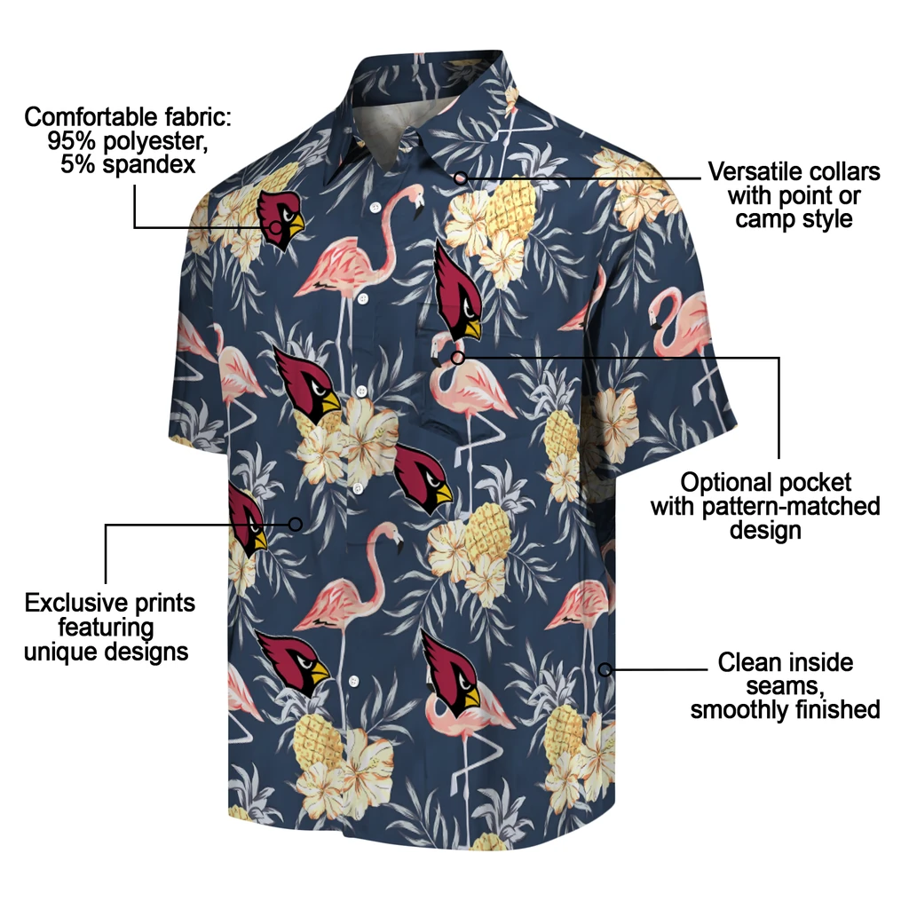 Arizona Cardinals Hawaiian Shirt - Flamingo Hibiscus arizona cardinals flamingo hibiscus navy hawaiian shirts new arrival