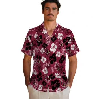 arizona cardinals hibiscus bloom red hawaiian shirts fashion forward