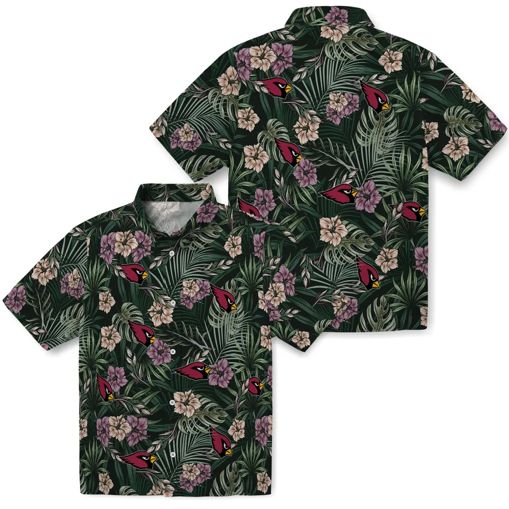 Arizona Cardinals Hawaiian Shirt - Hibiscus Leaves Pattern arizona cardinals hibiscus leaves pattern green hawaiian shirts high quality