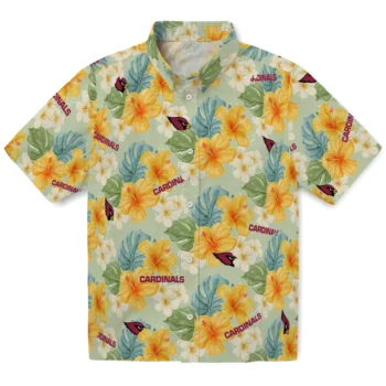 arizona cardinals hibiscus mood pale lime yellow hawaiian shirts best selling