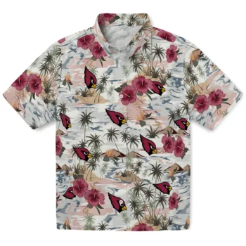 arizona cardinals hibiscus seaside white hawaiian shirts best selling