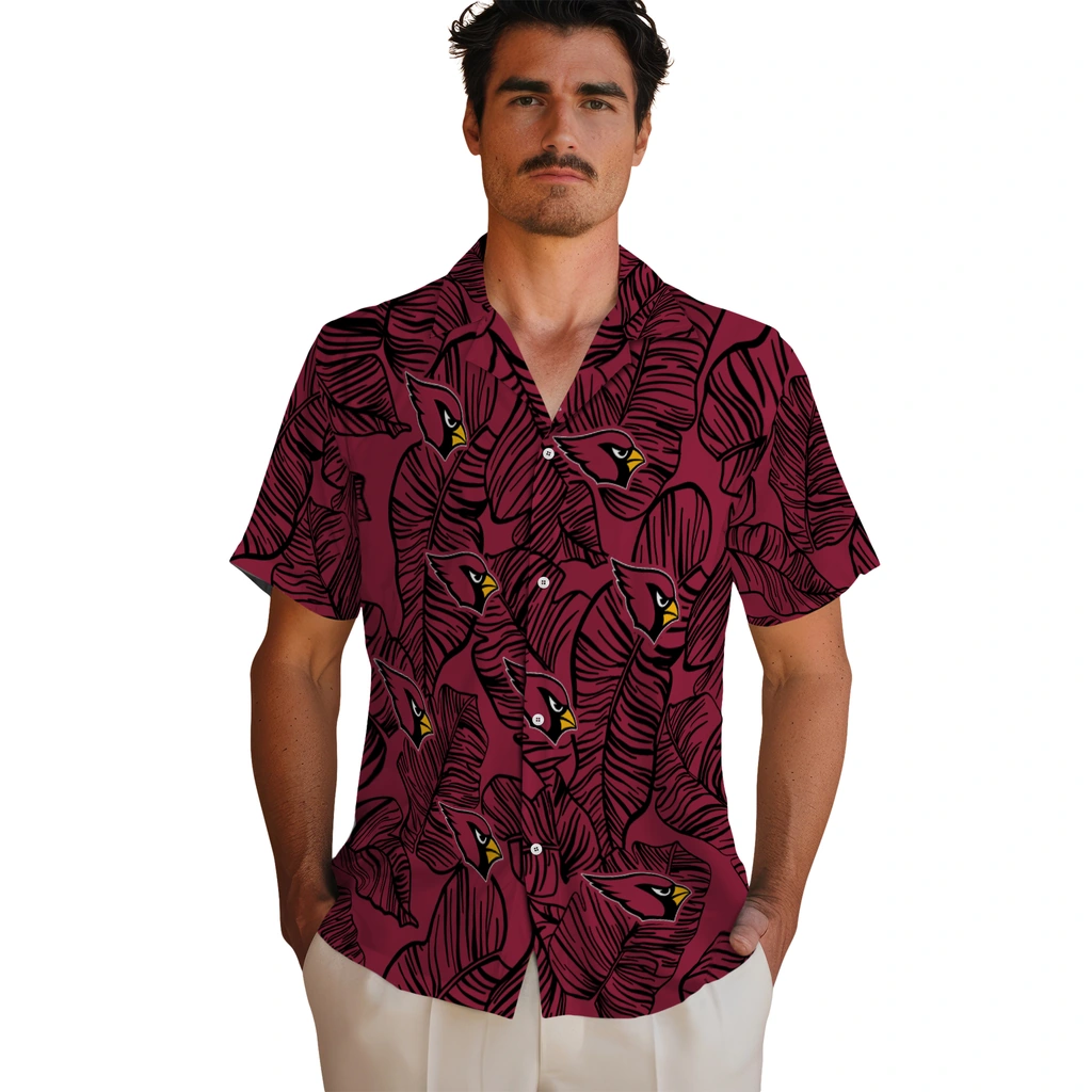 Arizona Cardinals Hawaiian Shirt - Leaf Outline arizona cardinals leaf outline red hawaiian shirts fashion forward