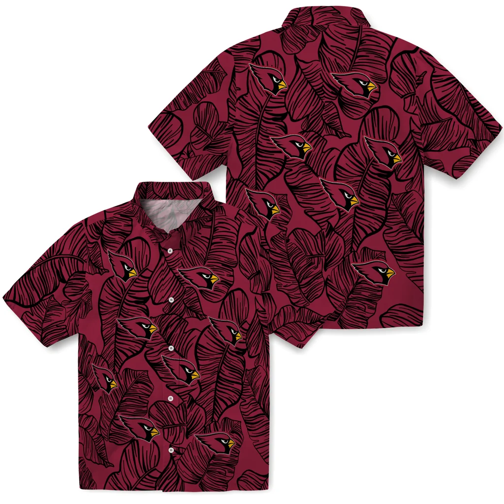 Arizona Cardinals Hawaiian Shirt - Leaf Outline arizona cardinals leaf outline red hawaiian shirts high quality