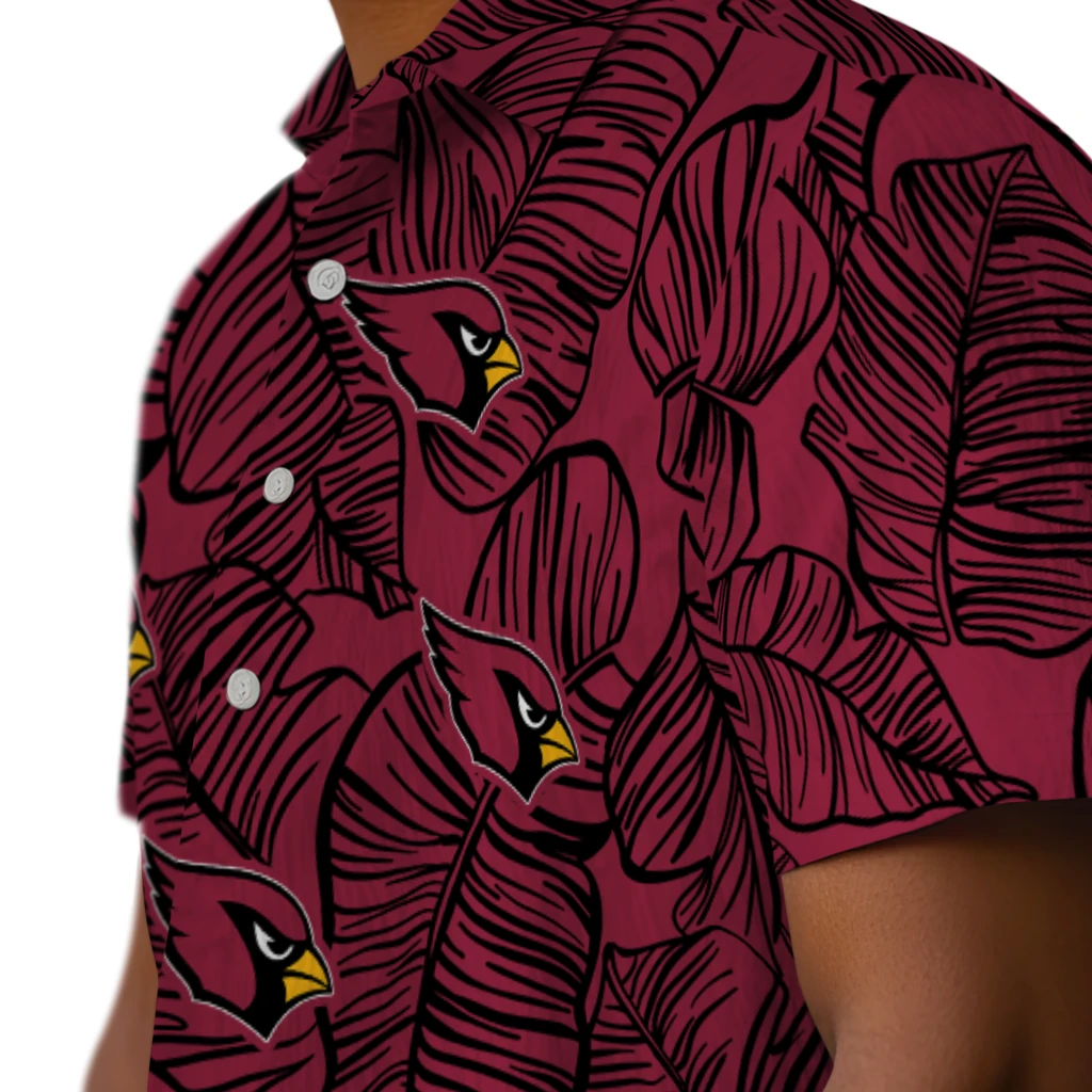 Arizona Cardinals Hawaiian Shirt - Leaf Outline arizona cardinals leaf outline red hawaiian shirts trendy