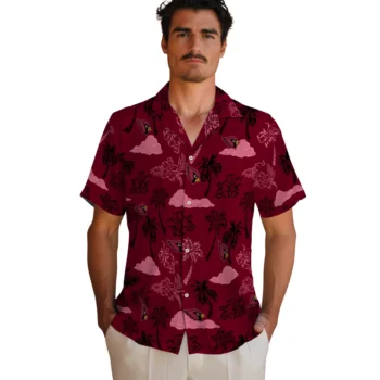 arizona cardinals palm and clouds red hawaiian shirts fashion forward