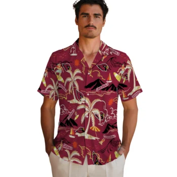 arizona cardinals palm tree island red hawaiian shirts fashion forward
