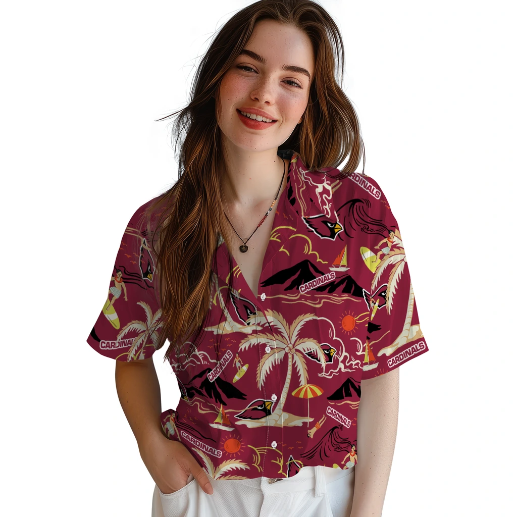 Arizona Cardinals Hawaiian Shirt - Palm Tree Island arizona cardinals palm tree island red hawaiian shirts latest model