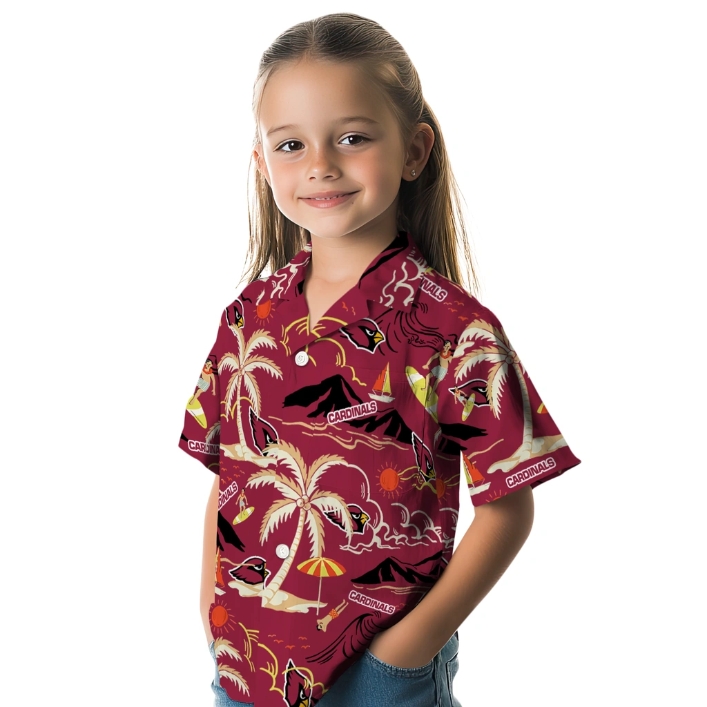 Arizona Cardinals Hawaiian Shirt - Palm Tree Island arizona cardinals palm tree island red hawaiian shirts premium grade