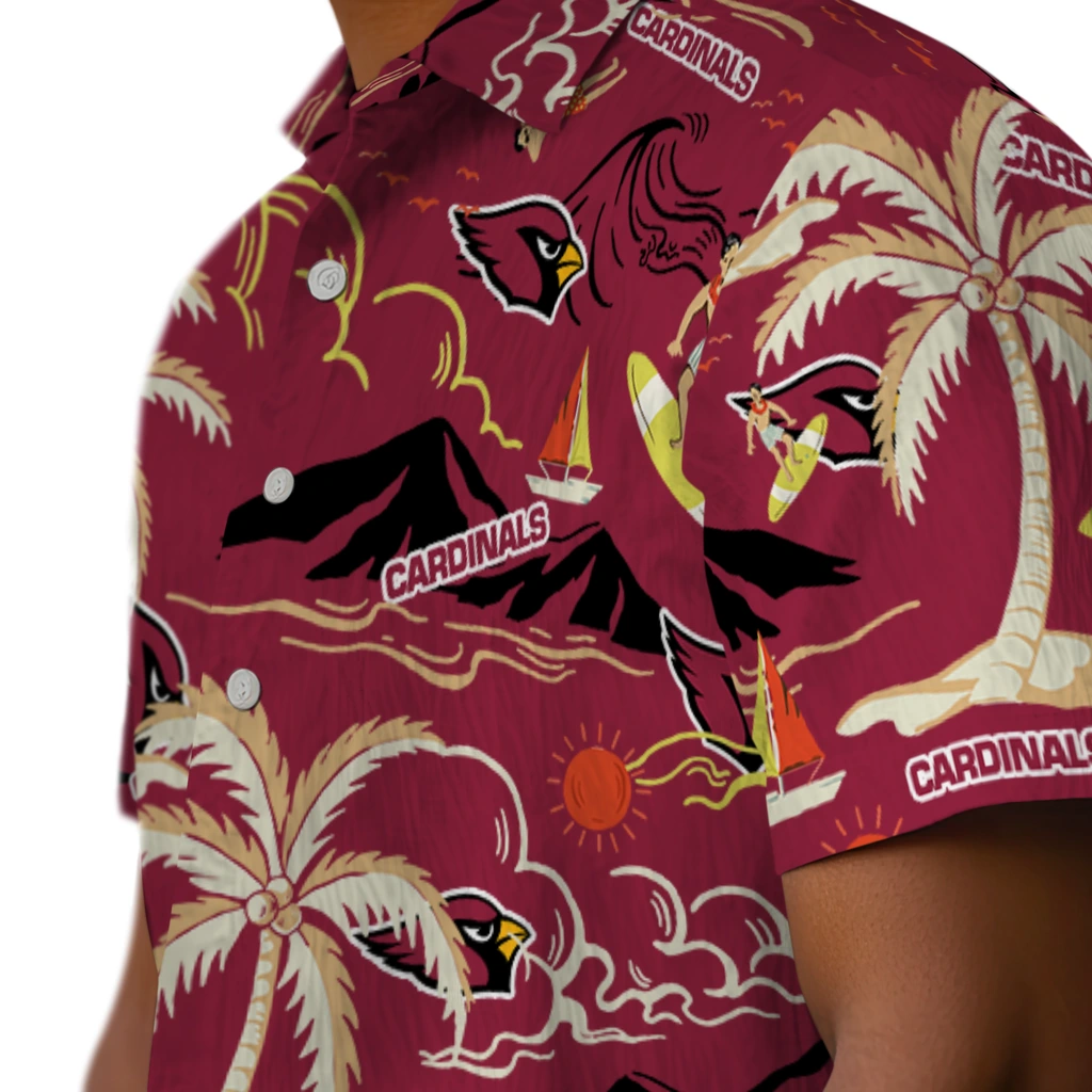 Arizona Cardinals Hawaiian Shirt - Palm Tree Island arizona cardinals palm tree island red hawaiian shirts trendy