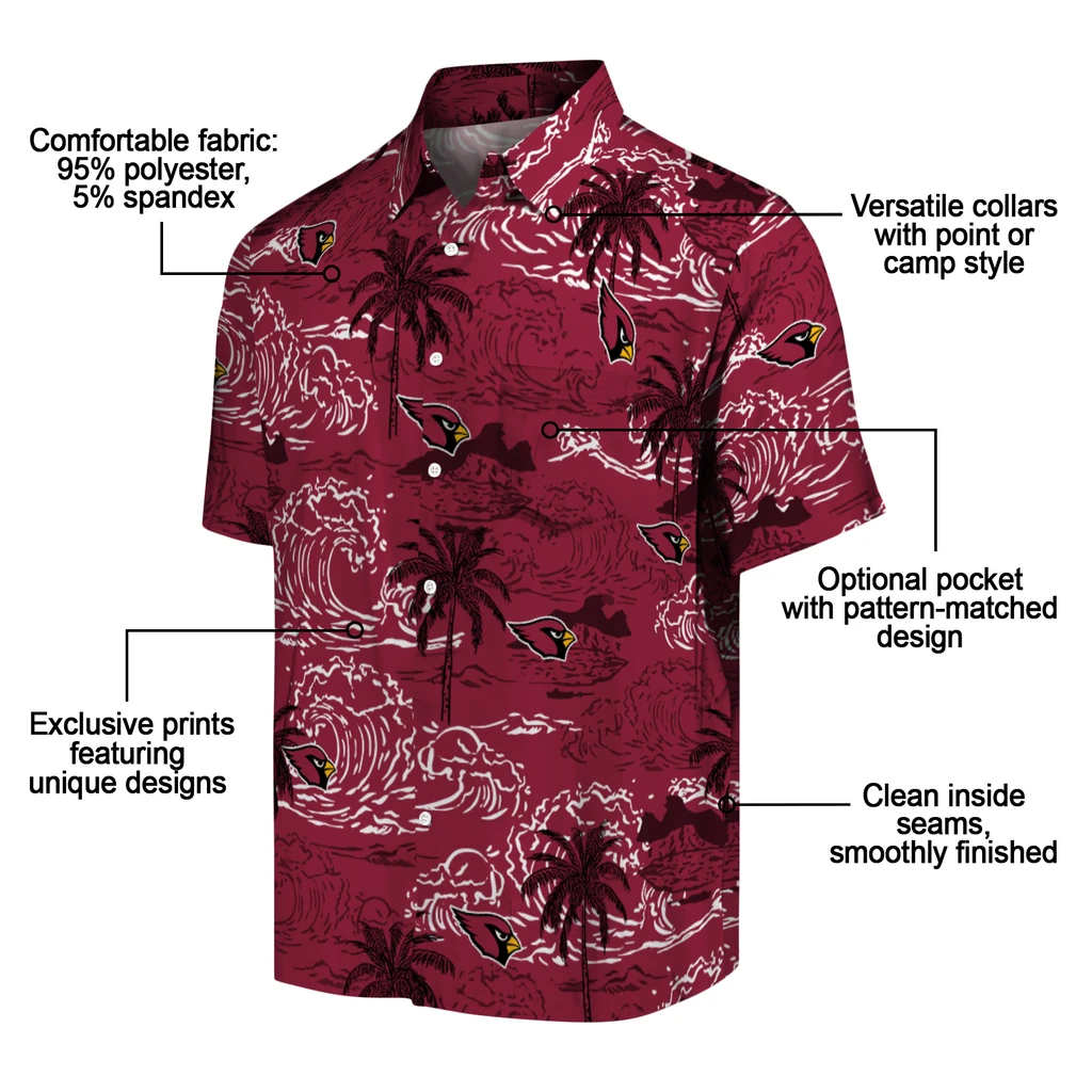 Arizona Cardinals Hawaiian Shirt - Wave Palm arizona cardinals wave palm red hawaiian shirts new arrival