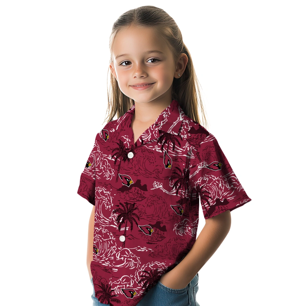 Arizona Cardinals Hawaiian Shirt - Wave Palm arizona cardinals wave palm red hawaiian shirts premium grade