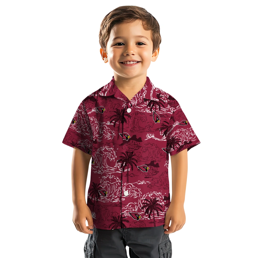 Arizona Cardinals Hawaiian Shirt - Wave Palm arizona cardinals wave palm red hawaiian shirts top rated