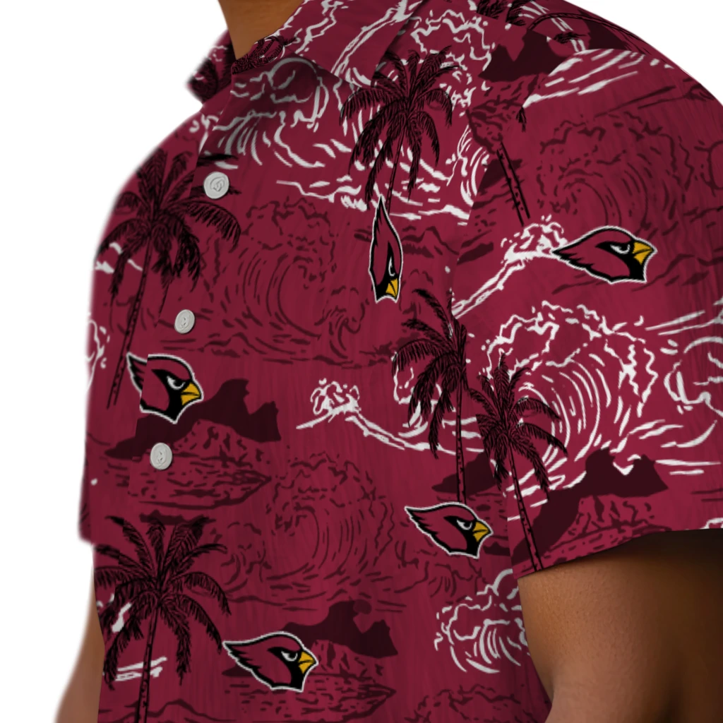 Arizona Cardinals Hawaiian Shirt - Wave Palm arizona cardinals wave palm red hawaiian shirts trendy