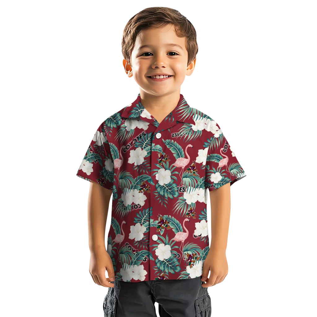 Arizona Coyotes Hawaiian Shirt - Flamingo and Hibiscus arizona coyotes flamingo palms red hawaiian shirts top rated