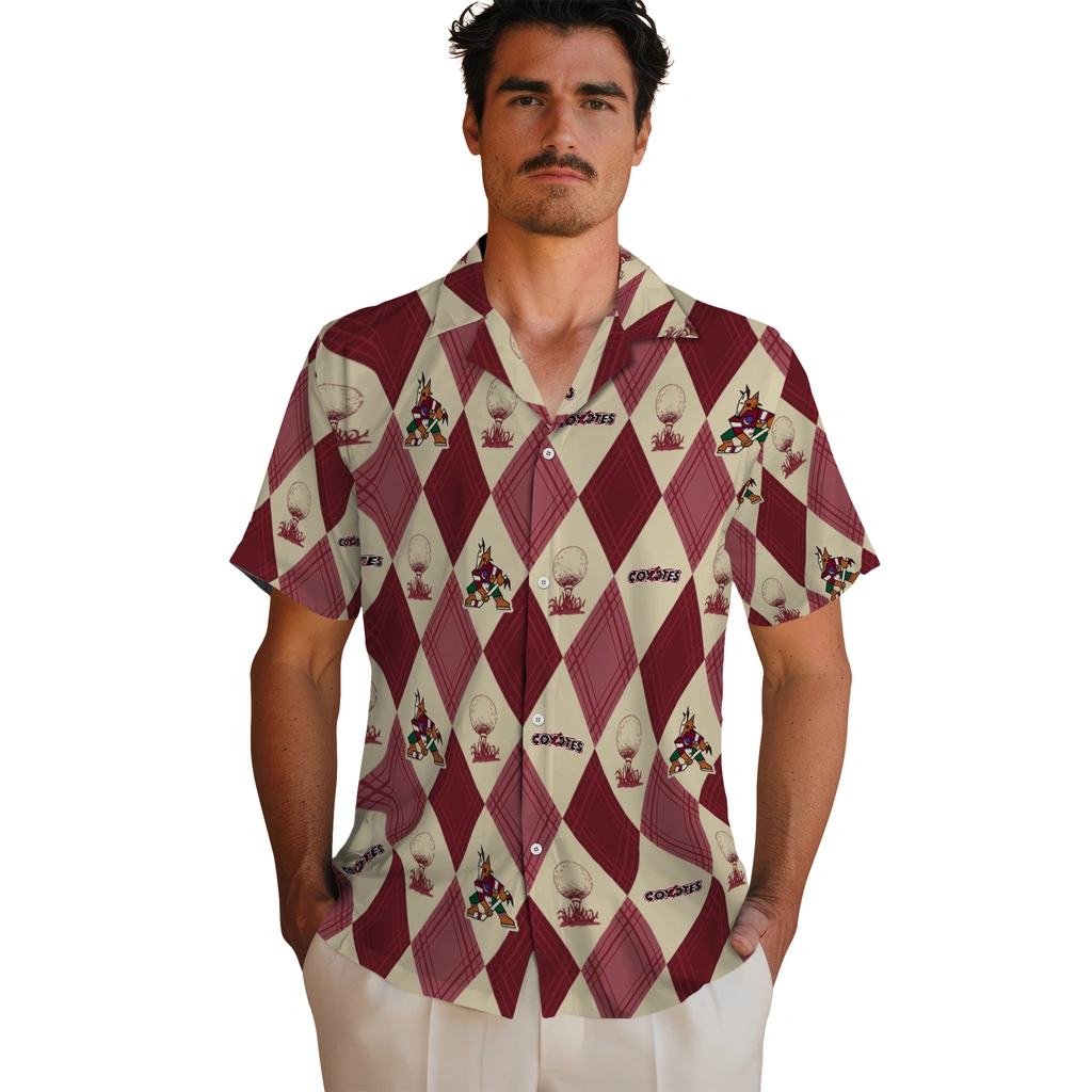 Arizona Coyotes Hawaiian Shirt - Golfing Plaid arizona coyotes balloon plaid red hawaiian shirts fashion forward