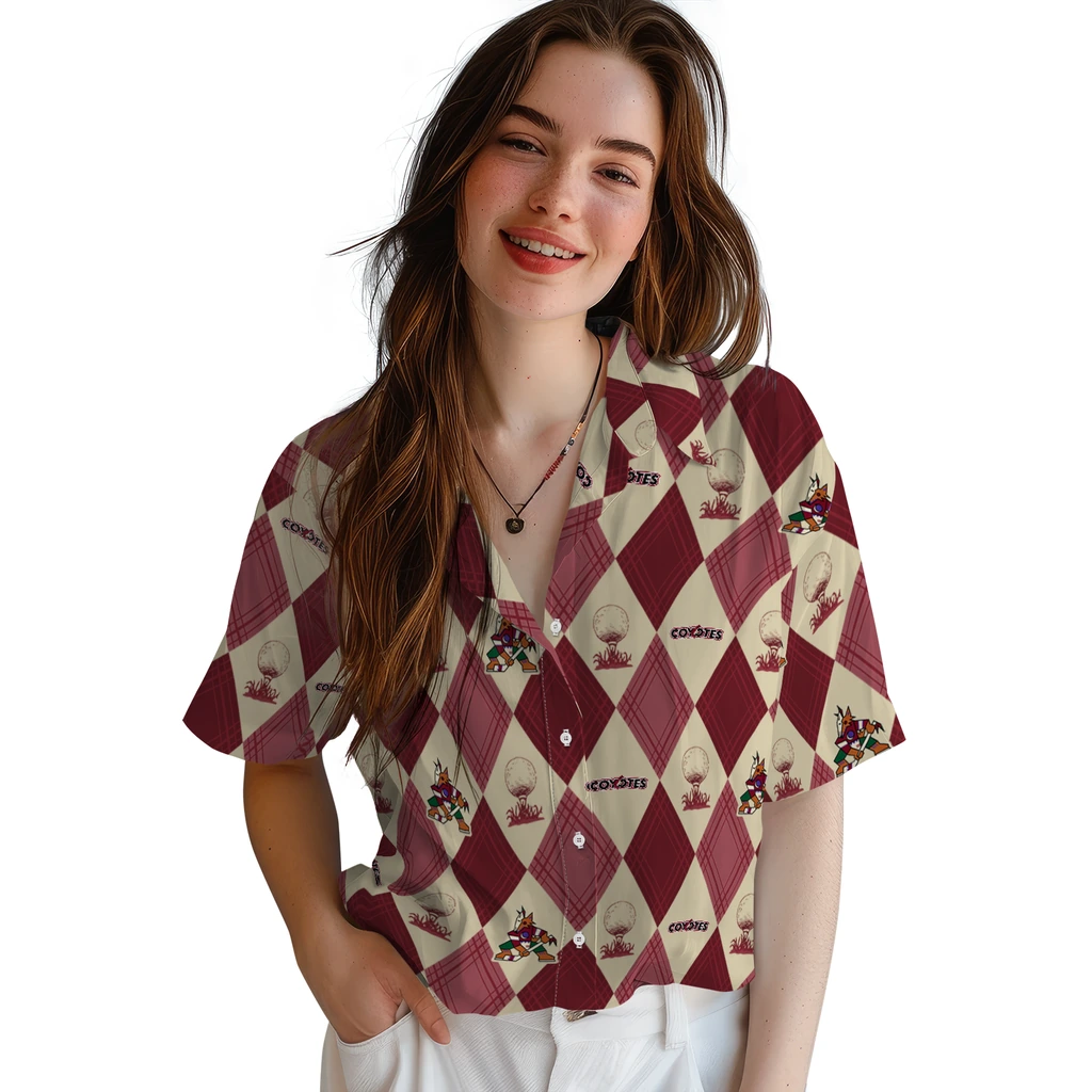 Arizona Coyotes Hawaiian Shirt - Golfing Plaid arizona coyotes balloon plaid red hawaiian shirts latest model