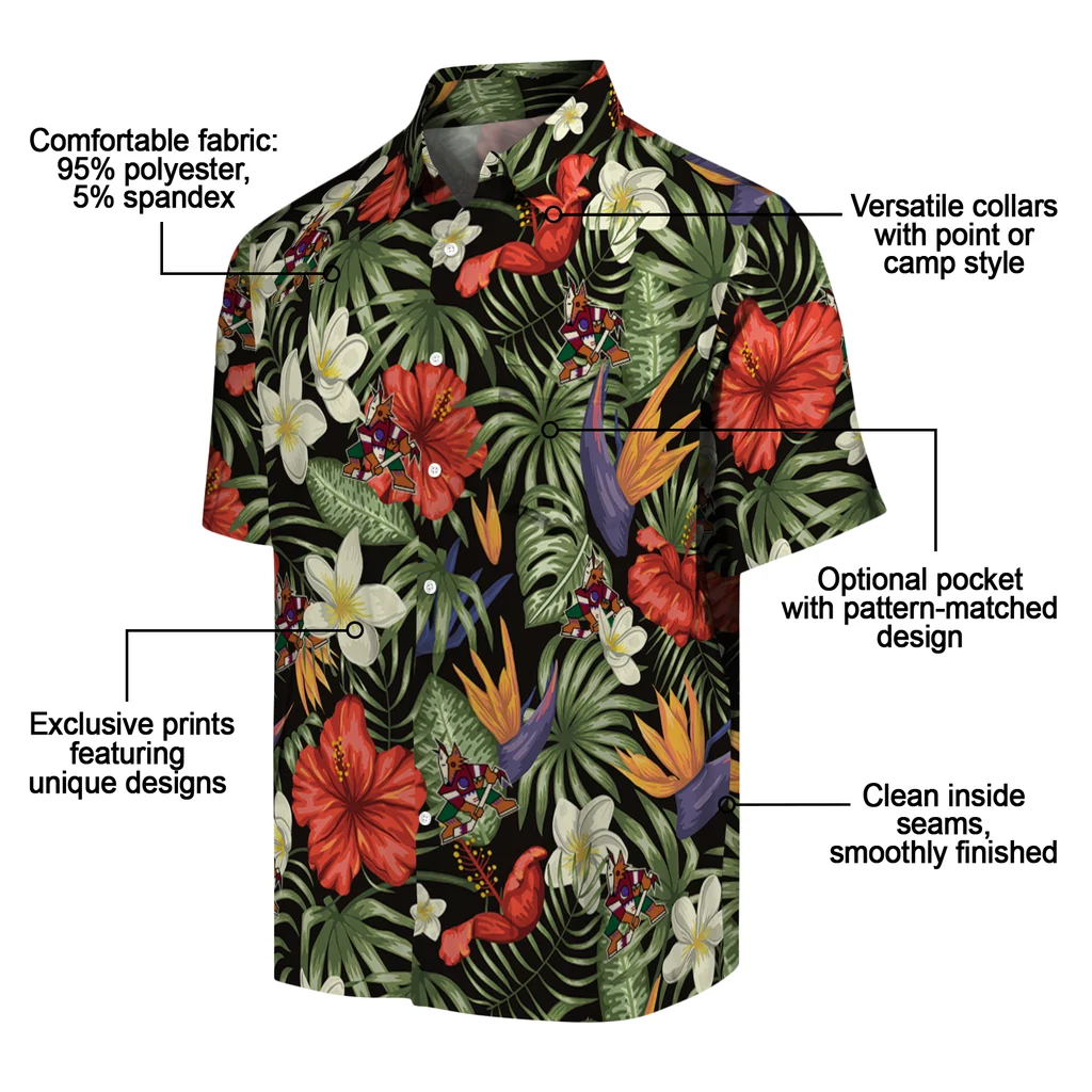 Arizona Coyotes Hawaiian Shirt - Hawaii Floral Hibiscus arizona coyotes hibiscus bird hawaiian shirts new arrival