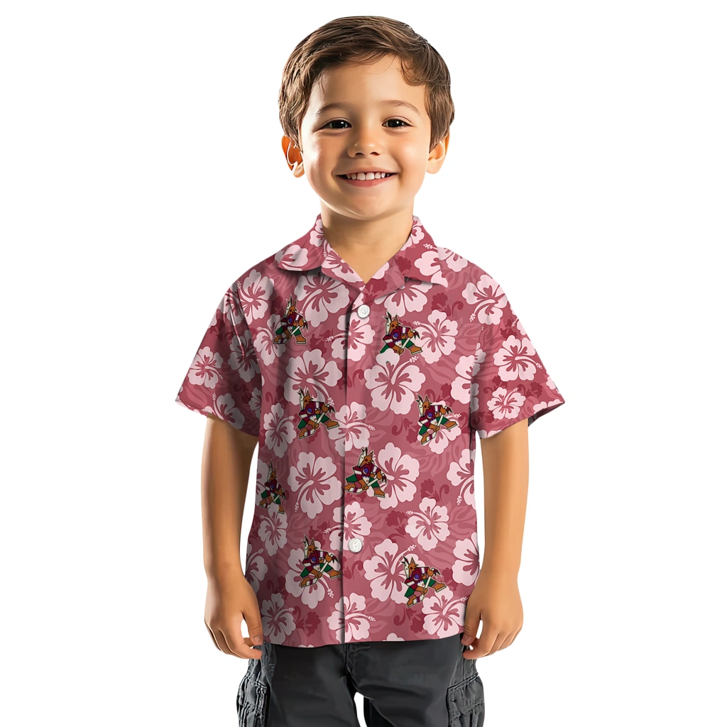 Arizona Coyotes Hawaiian Shirt - Hibiscus Cluster arizona coyotes hibiscus cluster red hawaiian shirts top rated