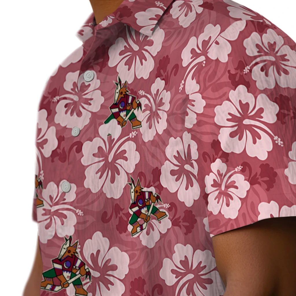 Arizona Coyotes Hawaiian Shirt - Hibiscus Cluster arizona coyotes hibiscus cluster red hawaiian shirts trendy
