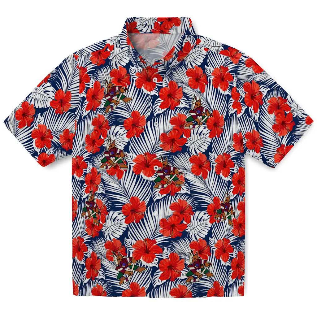 Arizona Coyotes Hawaiian Shirt - Hibiscus Fiesta arizona coyotes hibiscus fiesta red royal blue hawaiian shirts best selling