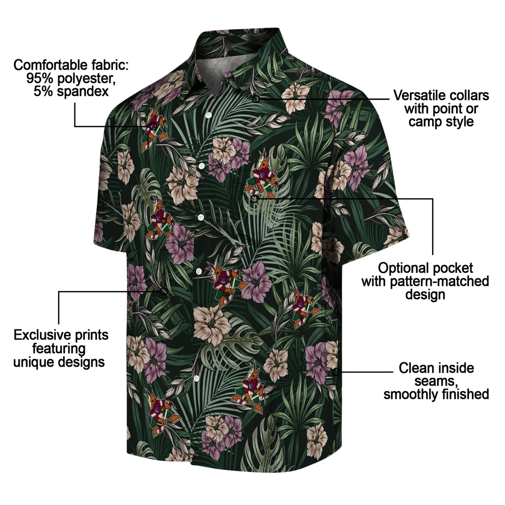 Arizona Coyotes Hawaiian Shirt - Hibiscus Leaves Pattern arizona coyotes hibiscus leaves pattern green hawaiian shirts new arrival