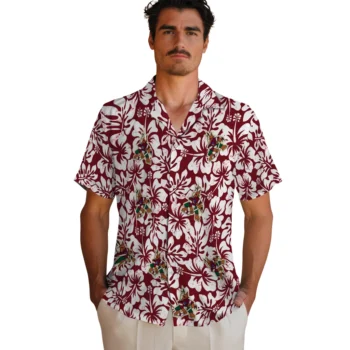 arizona coyotes hibiscus motif red white hawaiian shirts fashion forward