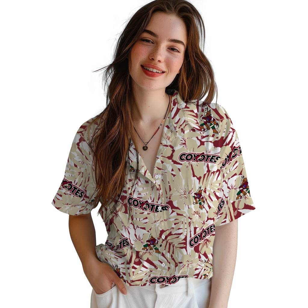 Arizona Coyotes Hawaiian Shirt - Hibiscus Overlay arizona coyotes hibiscus overlay hawaiian shirts latest model