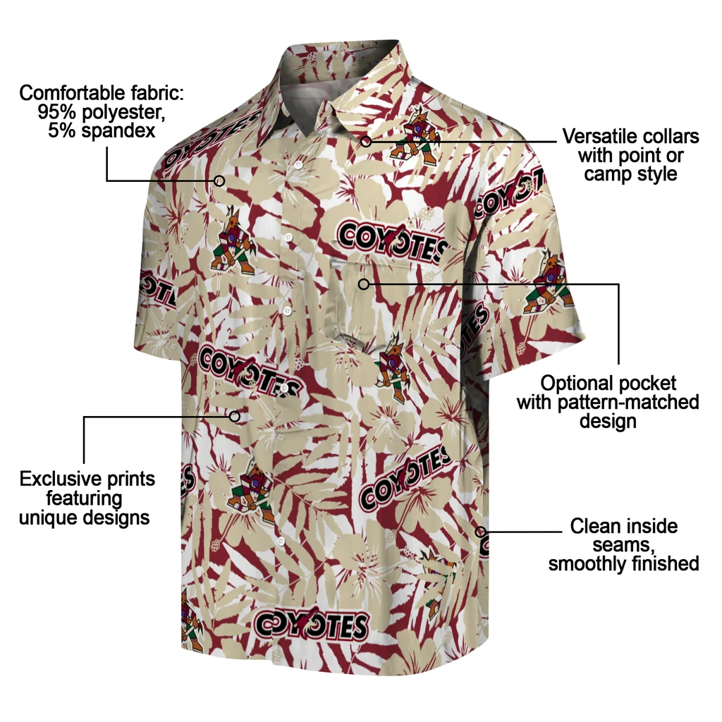 Arizona Coyotes Hawaiian Shirt - Hibiscus Overlay arizona coyotes hibiscus overlay hawaiian shirts new arrival