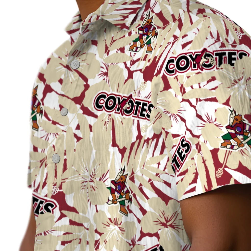 Arizona Coyotes Hawaiian Shirt - Hibiscus Overlay arizona coyotes hibiscus overlay hawaiian shirts trendy