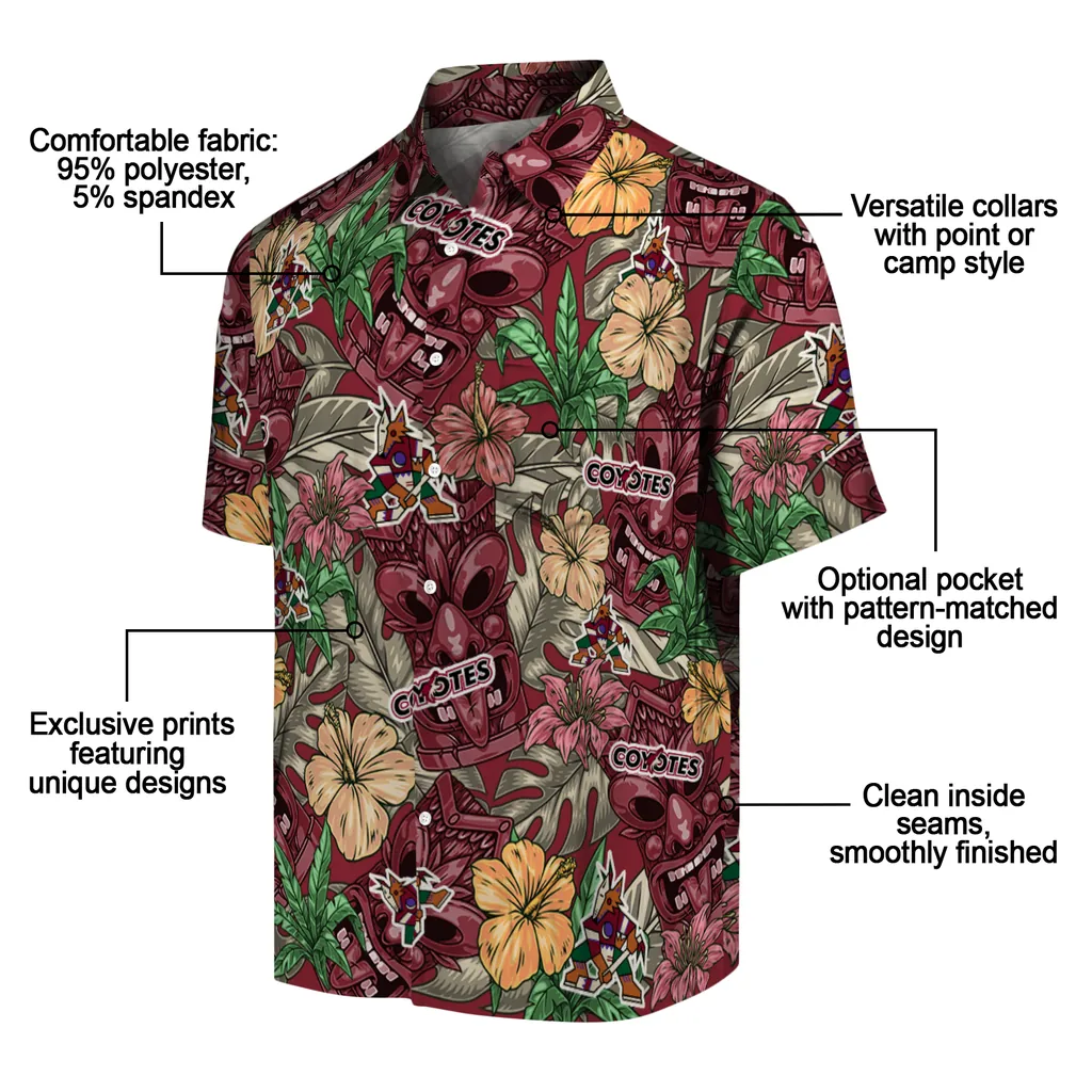 Arizona Coyotes Hawaiian Shirt - Hibiscus Tiki Jungle arizona coyotes tiki jungle red hawaiian shirts new arrival