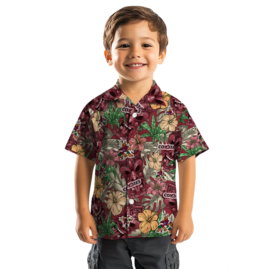 Arizona Coyotes Hawaiian Shirt - Hibiscus Tiki Jungle arizona coyotes tiki jungle red hawaiian shirts top rated