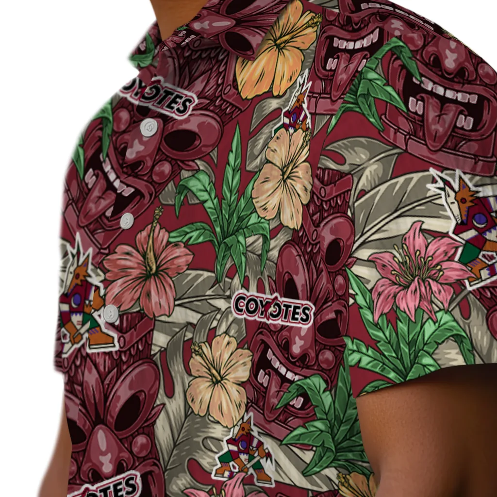 Arizona Coyotes Hawaiian Shirt - Hibiscus Tiki Jungle arizona coyotes tiki jungle red hawaiian shirts trendy