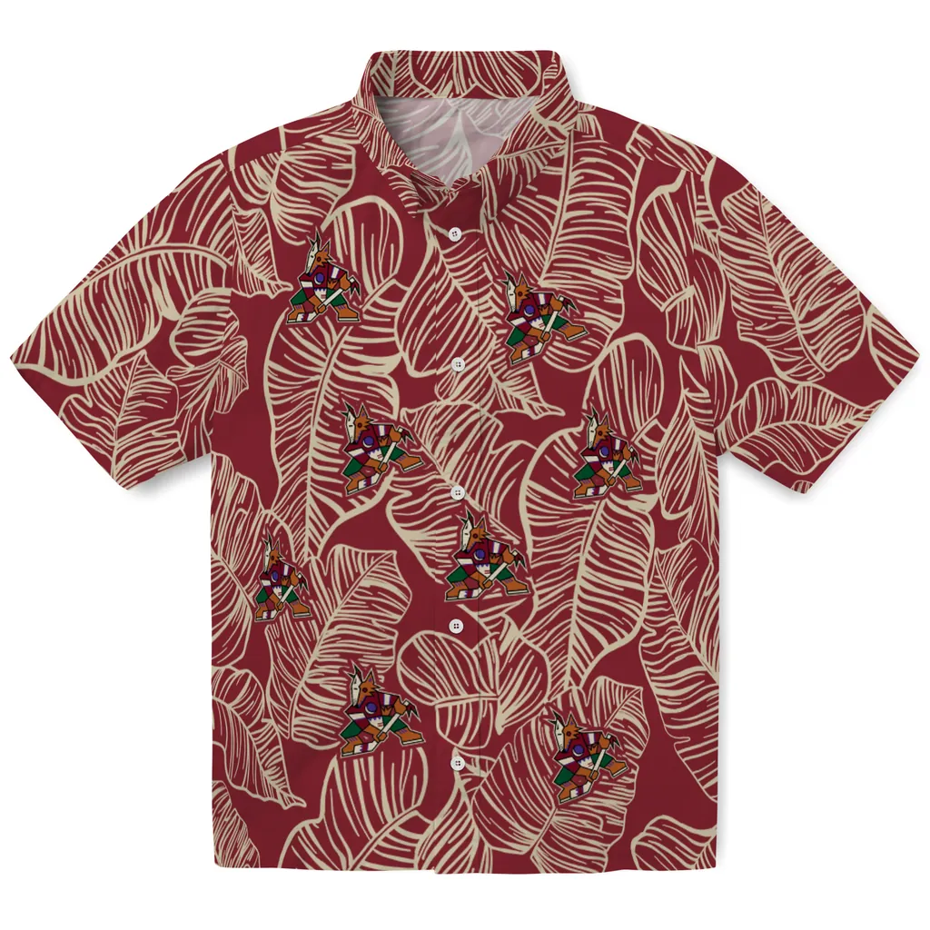 Arizona Coyotes Hawaiian Shirt - Leaf Outline arizona coyotes leaf outline red hawaiian shirts best selling