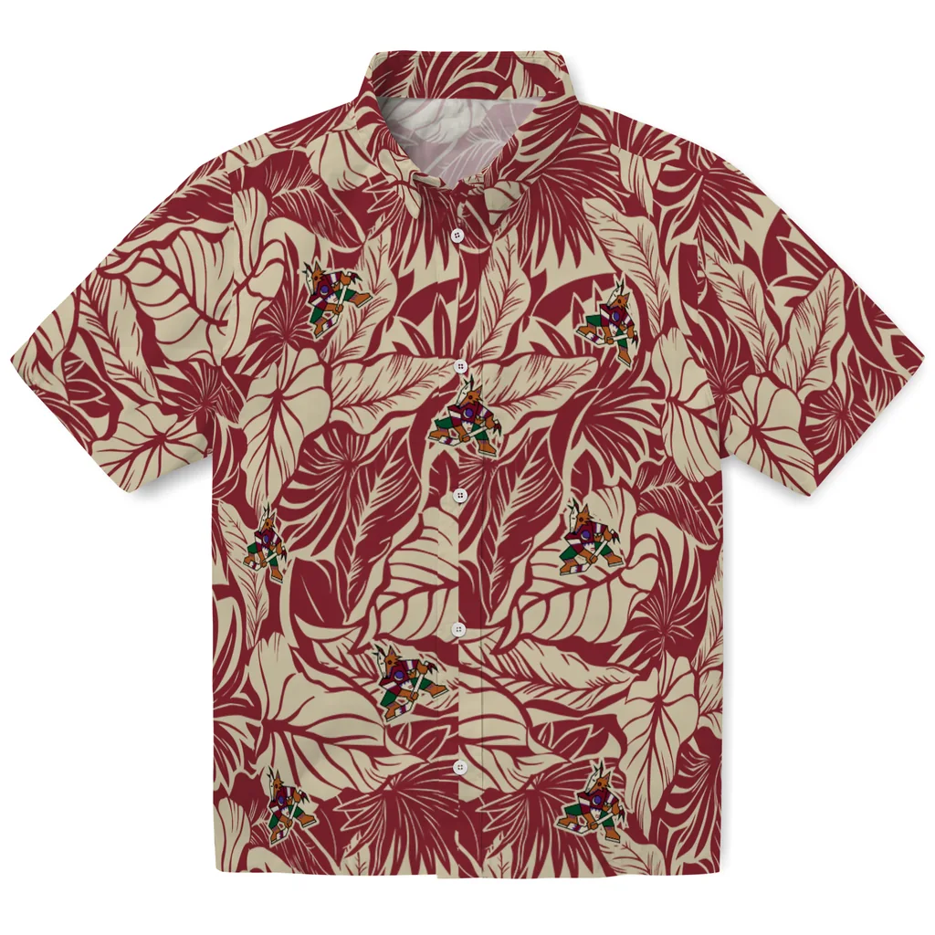Arizona Coyotes Hawaiian Shirt - Monstera Layer arizona coyotes monstera layer red hawaiian shirts best selling