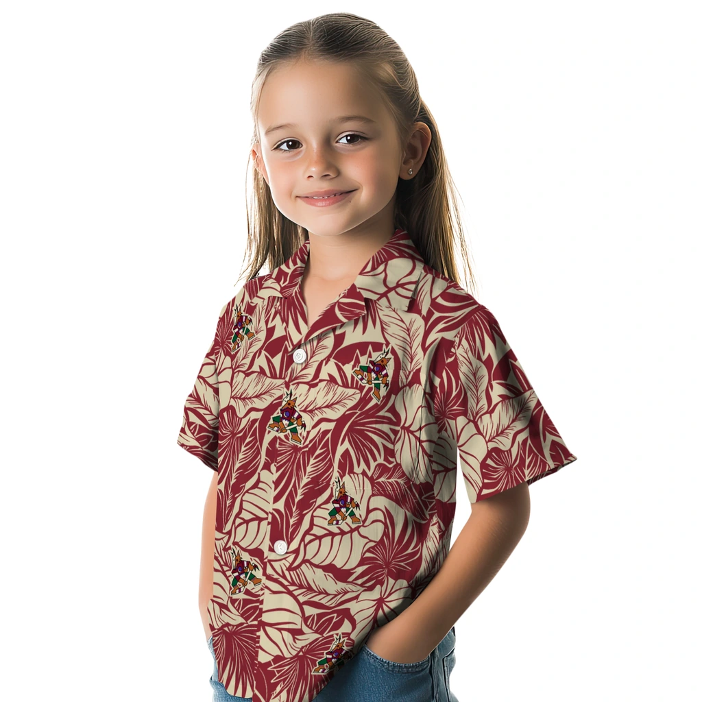 Arizona Coyotes Hawaiian Shirt - Monstera Layer arizona coyotes monstera layer red hawaiian shirts premium grade
