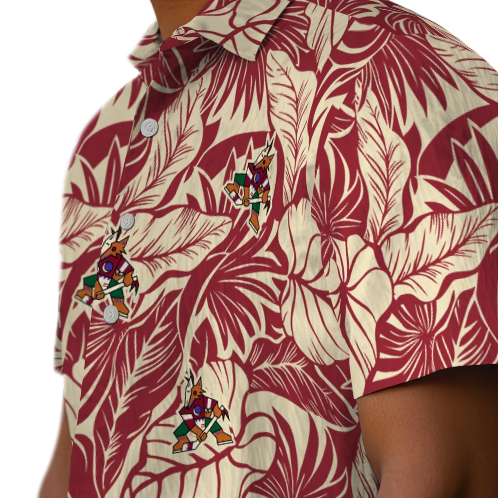 Arizona Coyotes Hawaiian Shirt - Monstera Layer arizona coyotes monstera layer red hawaiian shirts trendy